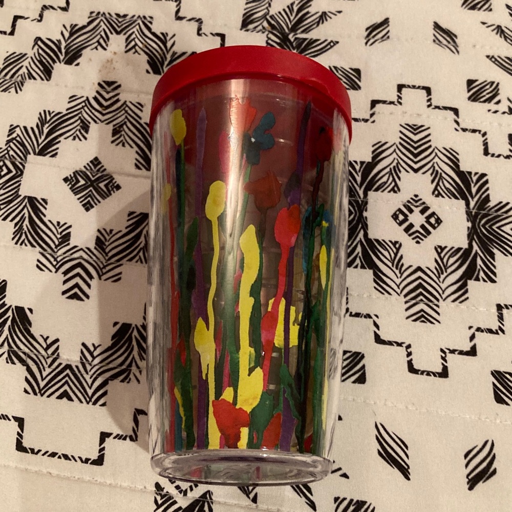 Tervis Tumbler Rainbow Watercolor Tulip Insulated Cup 16oz With Red Lid